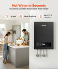 Straight Up Zero Wait Tankless Electric Water Heater 240 Volt 18 Kilowatt Instant On Demand Hot Unit with sleek design in kitchen.