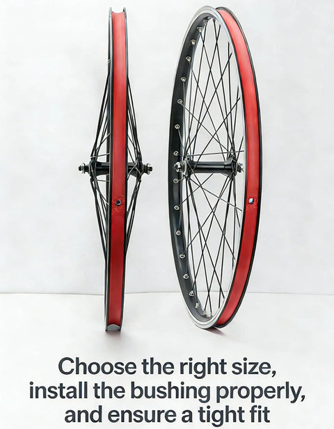 Rim Strip Protector For Road And Mountain Bikes, High Strength Nylon Anti Puncture Rim Liner, Red 2 Pack on bike wheel