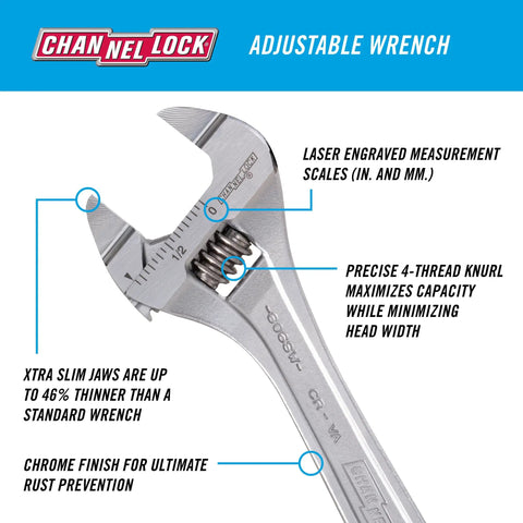 Six Inches Extra Slim Jaw Adjustable Wrench Engineered For Tight Shuts With Snag Free Clearance And Laser Engraved Scales Pro Shop Heavy Duty Tool Built To Handle Tricky Tasks Like A Champ