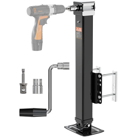 Beefed Up 8000 Lb Trailer Jack Drill Jack Bolt On With 28.6 Inch Vertical Travel Heavy Duty Adjustable Drop Leg for trailers
