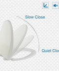 Premium White Elongated Toilet Seat Featuring Silent Slow Close Hinges Crafted From Tough Polypropylene showing slow close mechanism.