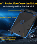 Starlink Mini Magnetic Mount With Protective Silicone Case Two In One Satellite Dish Mount And Cover, triple magnetic bases visible.