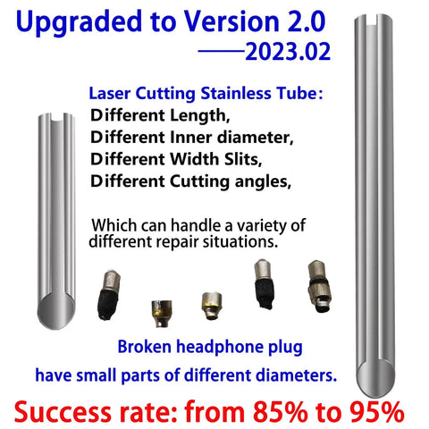 Pro Grade Headphone Jack Removal Tool Set With Stainless Steel Tubes In Different Thickness For Quick Plug Extraction