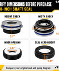 PS 1000 Replacement Shaft Seal Kit For Pool And Spa Pumps Five Eighth Inch Mechanical Seal Fits 071734S U109 136SS Replaces Common Seals Includes Two Sets For DIY Friendly Maintenance dimensions chart