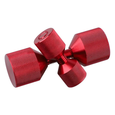 Heavy Duty 4 Pcs Aluminum Flange Two Hole Alignment Dots Plus 1-1/8 Inch Pins And 1-5/8 Inch Detachable Double Hole Bolts For Tough Mechanical Builds red aluminum flange pins set