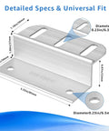 Z Brackets Solar Panel Mounting Kit 16 Pack Heavy Duty Multi Slot Adjustable Corrosion Resistant Mounting Brackets For RVs Boats Roofs Off Grid And Solar Panel Hold Downs with dimensions and universal fit details.
