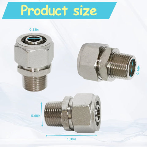 Amazon M8001 nickel-plated brass straight double O-ring compression fitting for Maxline 1/2-in tubing, 3/8-in NPT