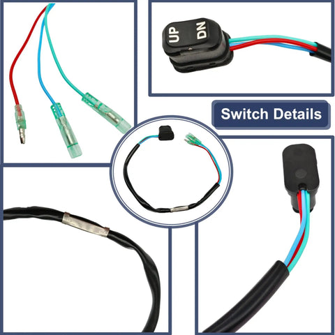 Mercury Mariner Outboard Trim And Tilt Switch Replacement 87 18286A43 87 18286A26 with plug and wire details