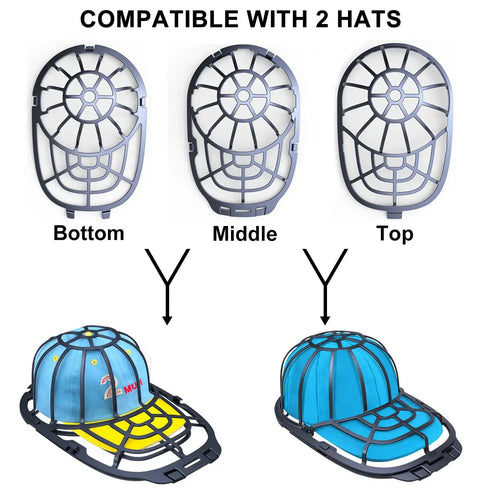 Hat Washer Frame For Washing Machine Or Dishwasher Cap Rack Shaper And Cleaning Protector with two hats inside
