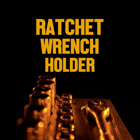 Close-up of ratchet wrench holder with sockets, part of Magnetic Socket Toolbox Organizer With Ratchet Holder And Three Trays.