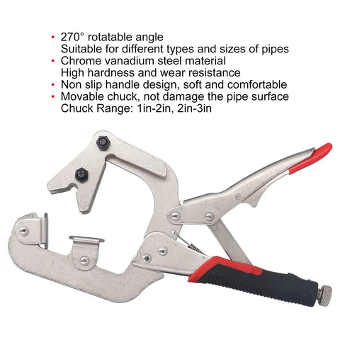 Heavy Duty C Clamp Locking Pliers With 270 Degree Rotatable Jaws For Welding Projects Chrome Steel Construction close-up view