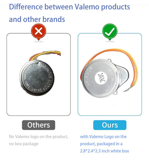 Image showing comparison between Valemo MD10 Replacement Motor For Honeywell 802360JA 24 VAC Zone Valve V8043 V8044 and another brand.