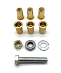 Hella Tough Skid Plate Nutserts Kit For Jeep Wrangler Tj Yj 1987 To 2002 showing six zinc plated rivets, nut, washer, and bolt.