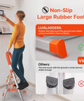 2 Step Aluminum Ladder Portable Folding Step Stool For Home And Kitchen Lightweight Sturdy 500 Lbs EN131 Anti Slip Handgrip design with non-slip rubber foot for secure grip