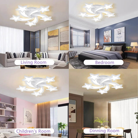 LED Modern Ceiling Light Fixture With 5 Heads Flush Mount Dimmable Chandelier Remote And App Control for various rooms