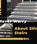Outdoor steps with Non Slip Grippy Tread Strips 8 Pack 32 Inch By 2 Inch for wet weather visible in action.