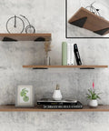 Heavy Duty Black Metal Floating Shelf Brackets Rock Solid Triangle Design Wall Mounted Corner Hardware Real Deal Steel Support For Diy Shelving Two Pack holding wooden shelves.