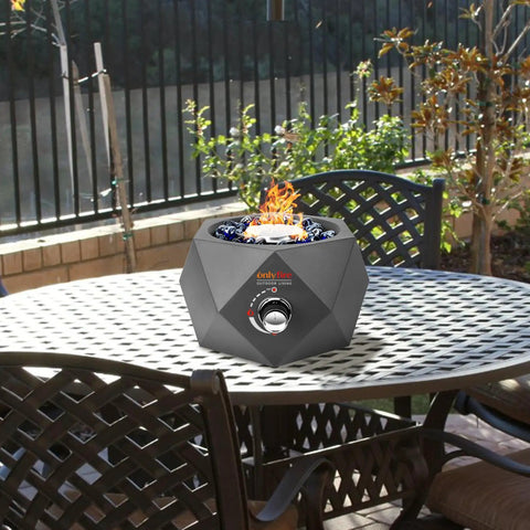 14 Inch Modern Tabletop Gas Fire Pit Portable Fire Pit for Patio Backyard Porch Camping RV Tailgating Side Mounted 5400 BTU