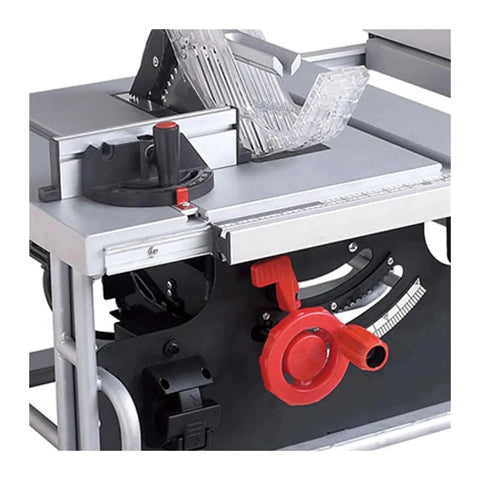 Ultra Heavy Duty 10 Inch Table Saw Featuring A Rock Solid 1600 Watt Motor, Precision Circular Cutter For Flawless Panel Trimming And Killer Diy Workshop Woodworking Tasks control knobs and measurement guide close-up