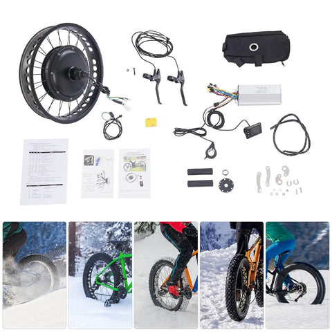 Beefed Up 20 Inch Electric Bike Rear Hub Motor Conversion Kit 48V 2000W 550RPM Turbo Power Gearless Brushless Wheel With LCD Display Thumb Throttle And PAS Sensor For Fat Tire Off Road DIY Build