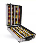 Quarter Inch Shank One Hundred Piece Set Tungsten Carbide Router Bits For Woodworking Milling Cutter Projects shown in a storage case.