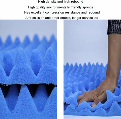 High Density Soundproofing Foam Panels Self Adhesive Egg Crate Acoustic Tiles For Home Studios And Chill Spaces showing thick blue foam