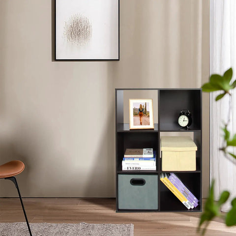 Six Cube Storage Organizer Featuring Hella Sturdy Heavy Duty Particleboard Shelves For Living Room Bedroom And Study Quick Setup Bookcase Rack In Rich Dark Brown To Level Up Your Vibe