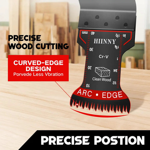 Kickass Japanese Tooth Oscillating Tool Blades 10 Piece Set features curved-edge design for precise wood cutting.