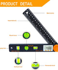 Digital Angle Finder Tool 7 Inch 0 To 360 Degree Protractor with LED Display and Bubble Levels