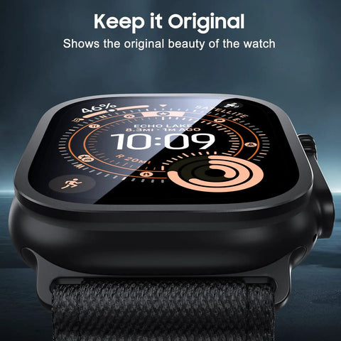 Apple Watch Ultra 49mm Screen Protector With Titanium Alloy Frame And 9H Tempered Glass For Ultra 3 2 1 Military Grade Protection