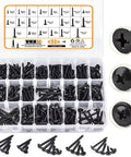 420 Piece Carbon Steel Phillips Truss Head Self Tapping Screws Assortment Kit For Wood And Metal Fastening with clear lid case