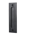 7 Inch Black Sliding Barn Door Finger Pull Set, Heavy Duty Modern Invisible Handle With Flat Bottom, Cast Iron, Front View