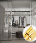 Gold Cabinet Hinges 190mm Heavy Duty Built Tough 2 Pack showcased in elegant wardrobe