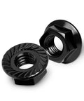 M8 Serrated Flange Hex Nuts 304 Stainless Steel 100 Pack With Hex Drive 13mm Flange Diameter 17.2mm Black Oxide Hardware Nuts 1.25mm Pitch Ideal For Auto And Home Improvement And DIY Projects And Repairs, black serrated flange nuts