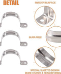 Ten Pack 4 Inch Rigid Stainless Steel Pipe Straps With Two Hole U Brackets, showing smooth surface and burr-free edges.