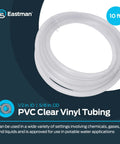 Clear PVC Vinyl Tubing Half Inch Inner Diameter Five Eighth Inch Outer Diameter Ten Foot Length coiled and labeled 10 ft.