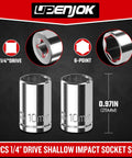 Two Piece One Quarter Inch Drive 10mm Socket Set Shallow Profile Mirror Finish CRV Steel Six Point Design For Hard to Reach Fasteners