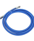 Silicone Steam Hose High Temperature Flexible And Durable 9.8 Feet Blue For Steam Irons And Home Appliances Built To Handle Heavy Duty Steam Cleaning And Laundry Tasks shown coiled on white background.