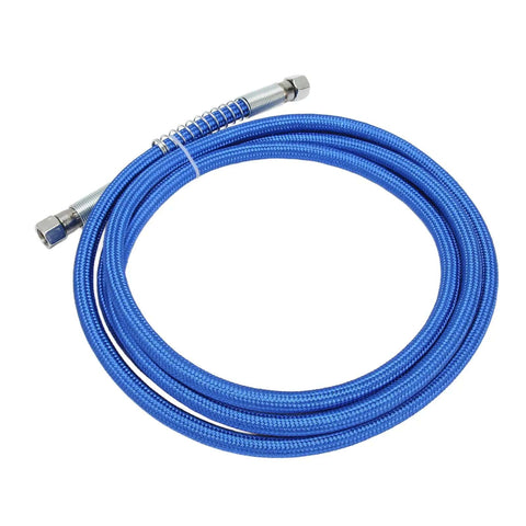 Silicone Steam Hose High Temperature Flexible And Durable 9.8 Feet Blue For Steam Irons And Home Appliances Built To Handle Heavy Duty Steam Cleaning And Laundry Tasks shown coiled on white background.