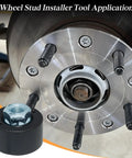 Universal Wheel Stud Installer Tool for Cars and Light Trucks with M12x1.25 M12x1.5 M14x1.5 fits shown in use