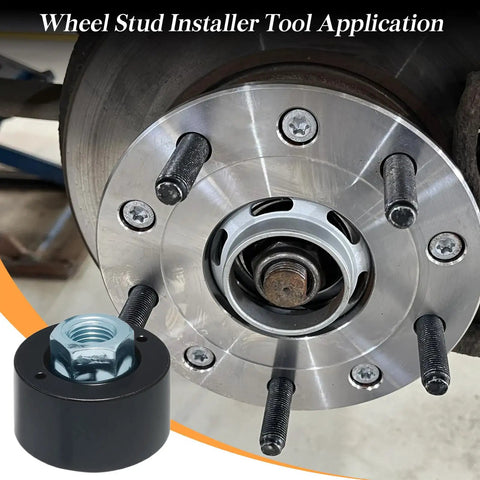 Universal Wheel Stud Installer Tool for Cars and Light Trucks with M12x1.25 M12x1.5 M14x1.5 fits shown in use