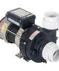 Heavy Duty 1.5 Horsepower Hot Tub Spa Pump Replacement Delivering Sweet Kickin Flow And Power 163 Gallons Per Minute With Two Inch Plumbing For Fast Swap, side view showing motor and piping.