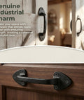 Heavy Duty Barn Door Pulls 3 Pack Aged Iron Finish Black Cast Iron Vintage Gate Handles for standard barn doors