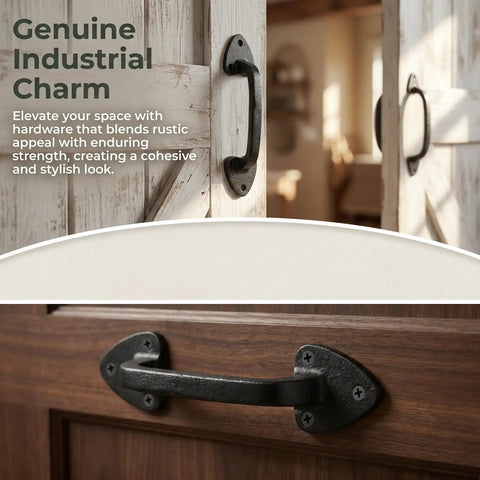 Heavy Duty Barn Door Pulls 3 Pack Aged Iron Finish Black Cast Iron Vintage Gate Handles for standard barn doors