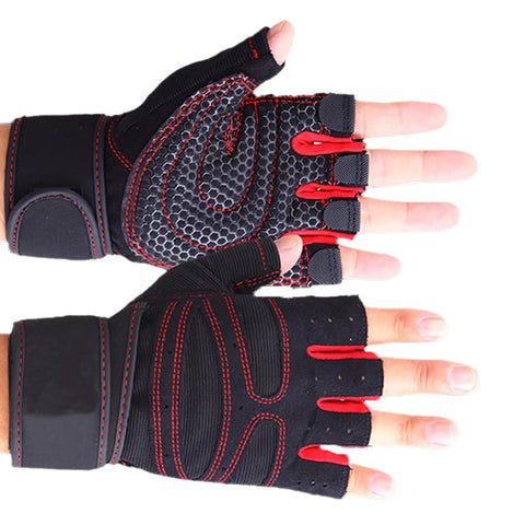 Fingerless Fitness Gloves With Wrist Wrap For Men And Women Breathable Non Slip Gym Gloves For Weightlifting And Barbell Workouts
