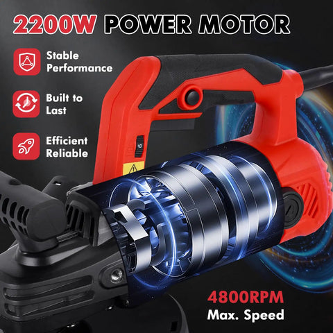 Beast Power 7 Inch Concrete Floor Grinder With Dust Collection System, 2200W Motor, shown in close-up with internal parts