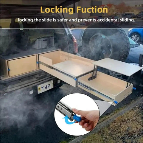 Pair Of Heavy Duty Locking Drawer Slides With Full Extension And Ball Bearing System Ultra Smooth Quiet Glide Silent Close Wide Fit Rust Resistant Steel Construction For Cabinets Dressers And Home Renovations. locking drawer slides on truck drawer system, metal side-mount, full extension
