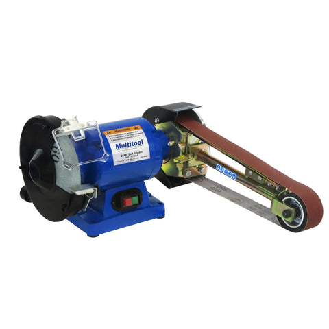 Level Up Your Garage Operation With This Hardcore One Horsepower Belt Sander And Bench Grinder Combo with 2x48 inch belt for grinding.