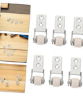 White Nylon Sliding Door Guide Wheels With Brake For Furniture Cabinet Tracks Heavy Duty Drawer Roller Casters close-up view.
