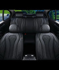 Interior view of car with Dope Leather Car Seat Covers Full Set For Front And Back Seats, Black Waterproof Seat Protector design.